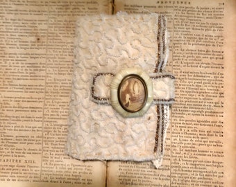 Virgin Mary mixed media book - diana d darden - hand stitched - vintage assembled - Catholic gift - Catholic art - book art - altered art