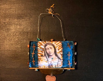 SALE - Virgin Mary shrine - diana d darden - our lady of Guadalupe - vintage assemblage - Catholic art- Catholic gift - religious shrine -