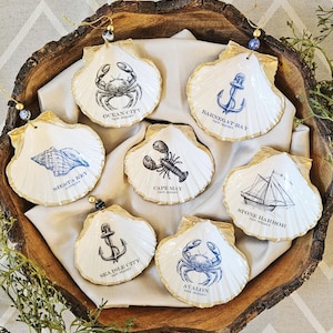 Personalized Beach Name Shell Ornaments and Trinket, Ring Dish