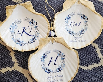Personalisierte Monogramm Shell Schmuckschale, Schmuckschale, Verzierung