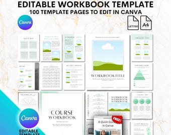 Editable Course Workbook Template Canva 100 page ebook page designs