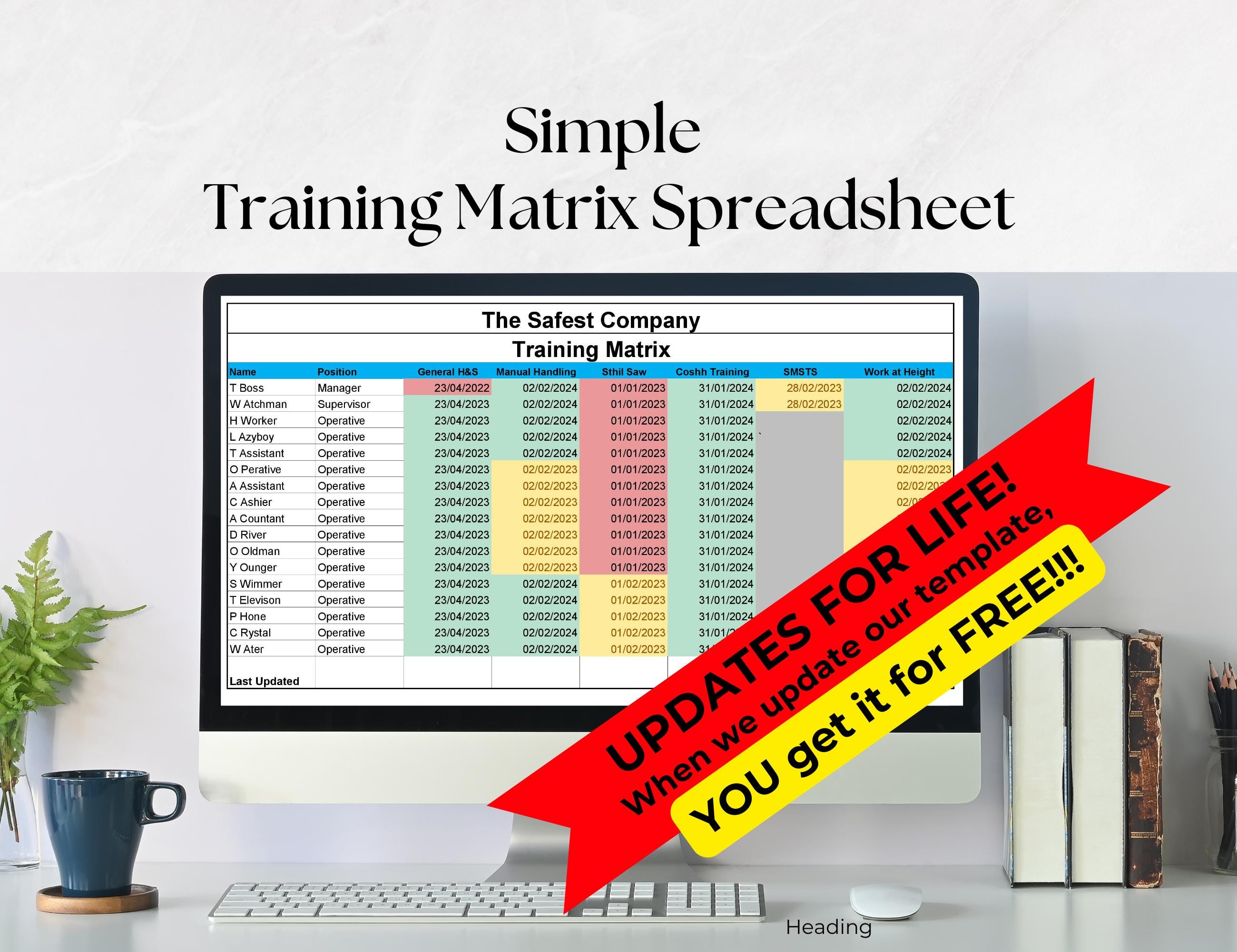 Matrix Style Spreadsheet Training Matrix Spreadsheet. Simple Training Tracker for Employee ...