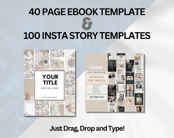 Neutral Ebook Template and Instagram Stories Templates for Canva