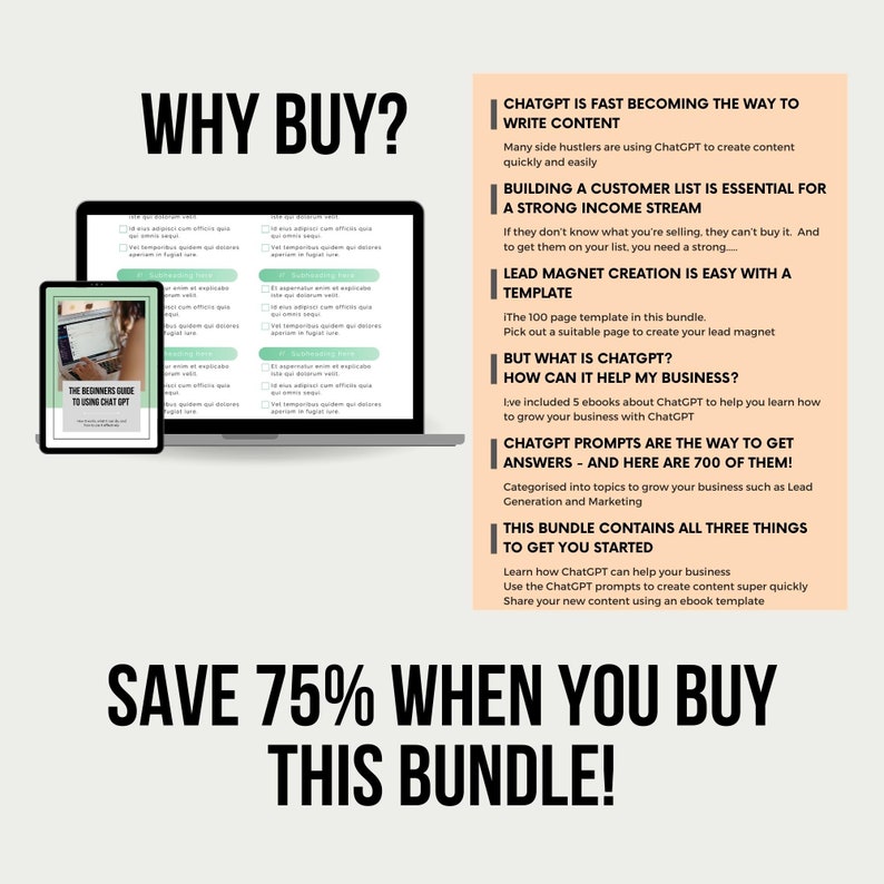 chatgpt prompts book bundle. Save 75% when you buy my bestselling canva ebook template with 700 chatgpt promps and 5 chatgpt ebooks.