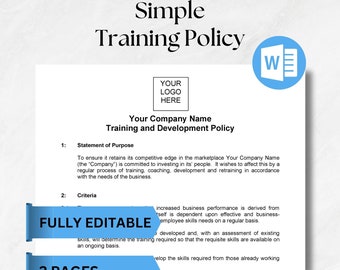 Training and Development Policy Template in MS Word - Company Training Policy