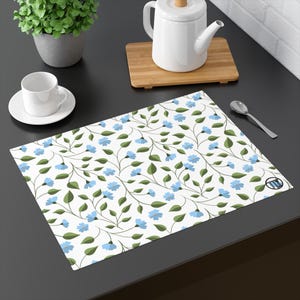 Placemat, Blue Floral Cottagecore Pattern, Kitchen Decor, Dining Table Mat, Farmhouse Style Table Setting, Home Gift