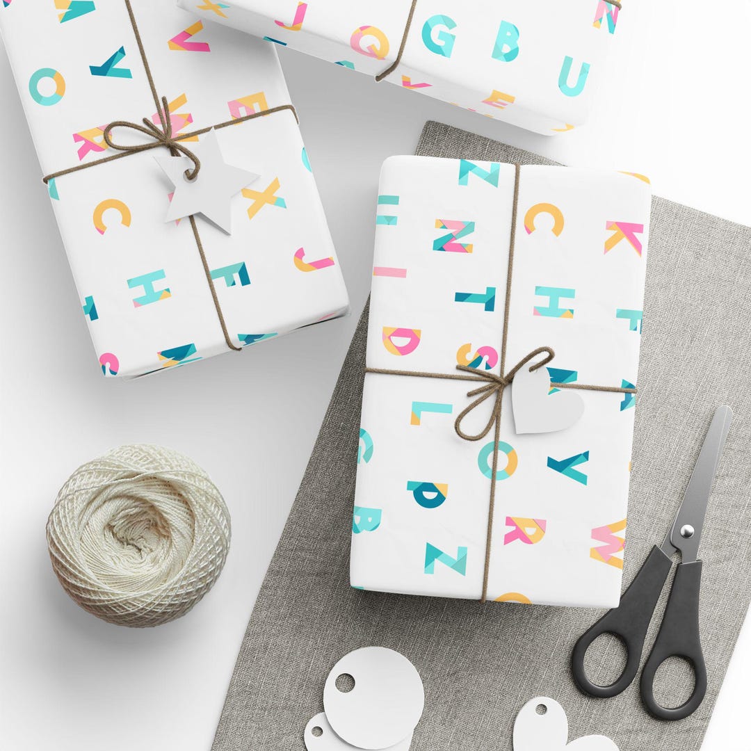 Wrapping Paper Abcd Colorful Alphabet Wrapping Paper, Fun Gift Wrap for Kids, Bright ...