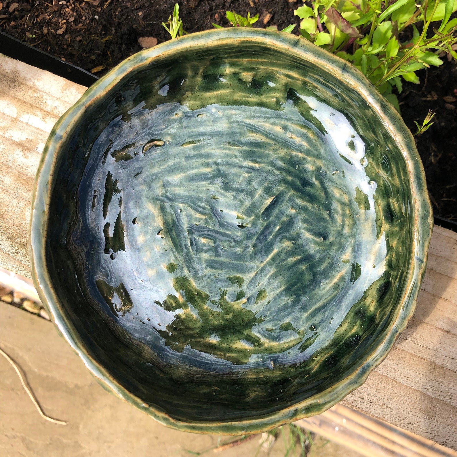 Green ceramic bowl Etsy