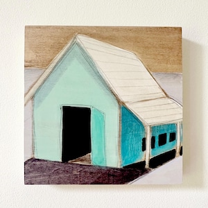 Teal Barn Painting