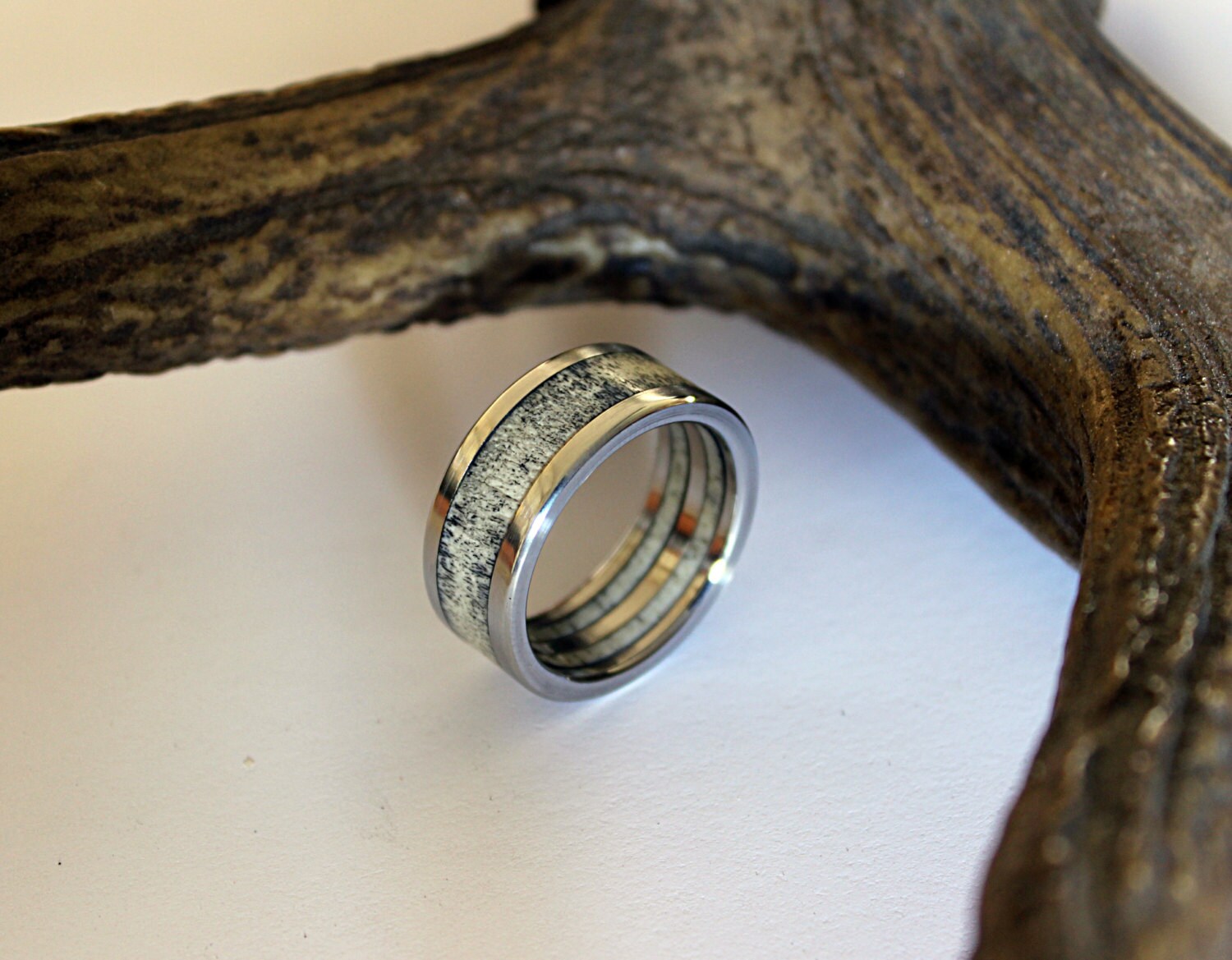 Deer Antler Ring Antler Jewelry Titanium Ring Mens