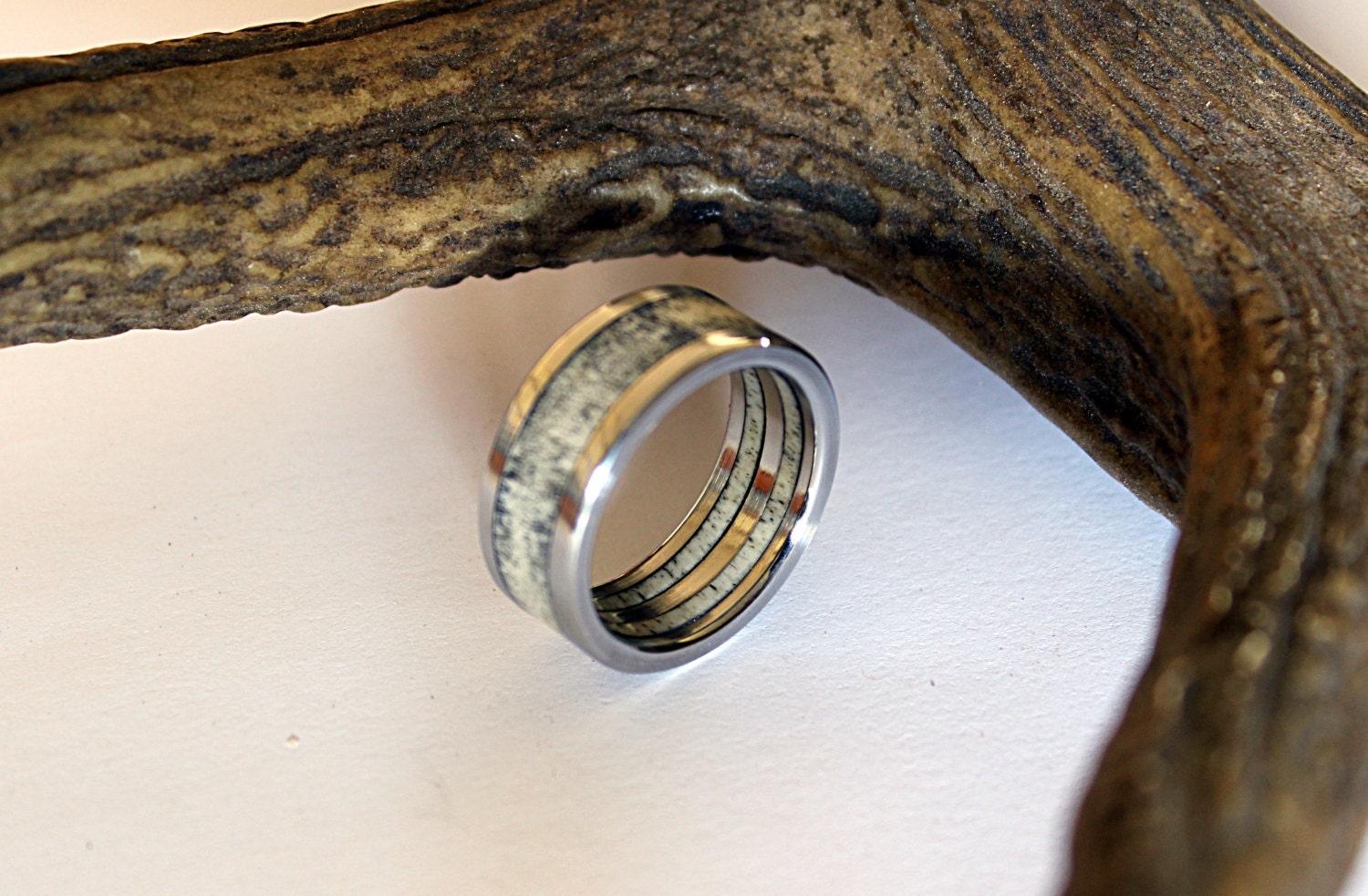 Deer Antler Ring Antler Jewelry Titanium Ring Mens Titanium | Etsy
