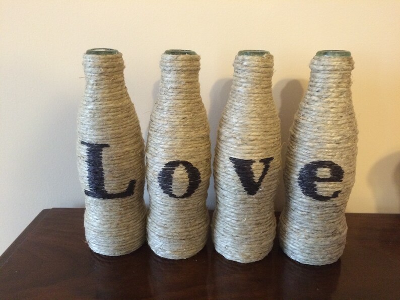 Upcycled Hemp wrapped Coke Bottles / Recycled Coke Bottles / Etsy