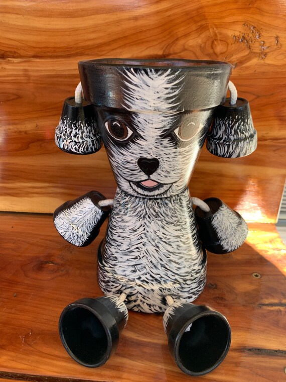 Hand Painted Clay Pot Dog/ Clay Pot Person / Garden Friend/ Etsy