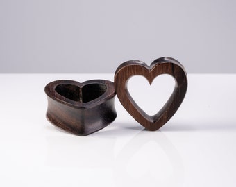 Wood Heart Tunnels - Heart Tunnel Plugs (Pair) - PA45