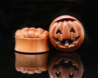 Loony Pumpkin Plugs - Wooden Pumpkin Plugs (Pair) - Pa161
