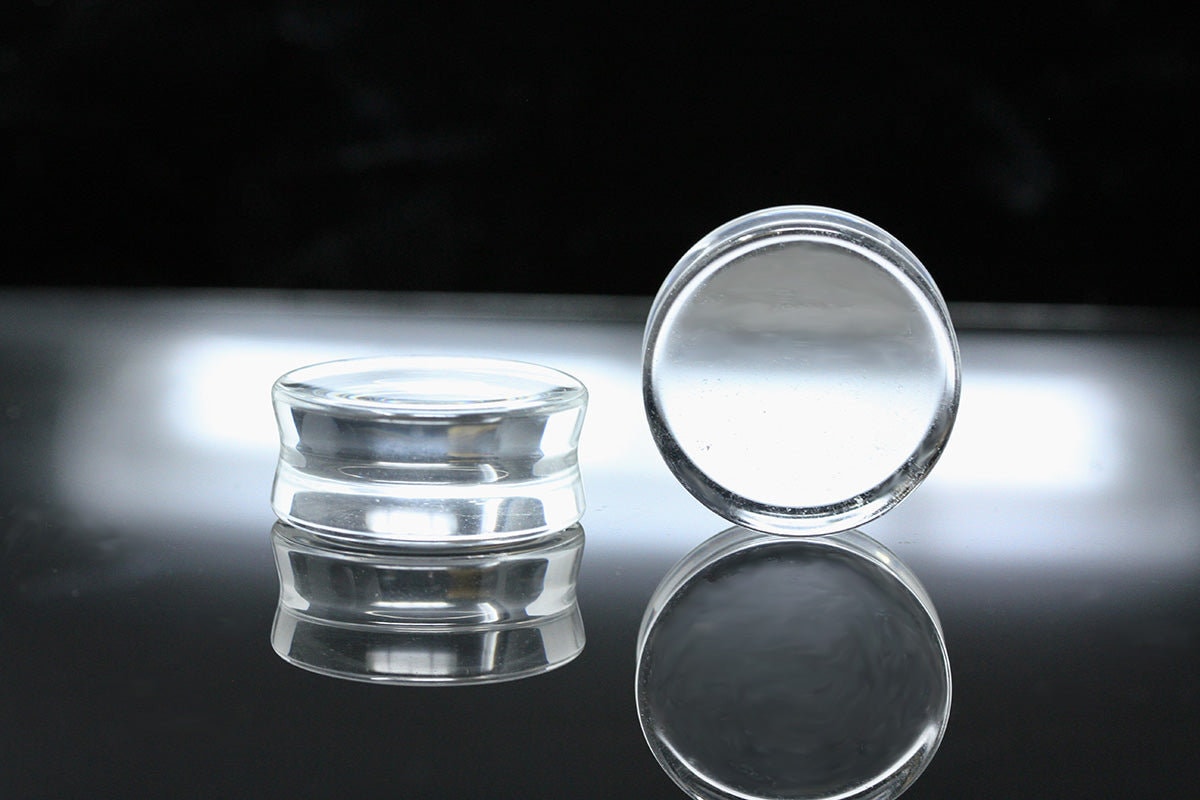 Clear Glass Double Flare Plugs (Pair) - PH40