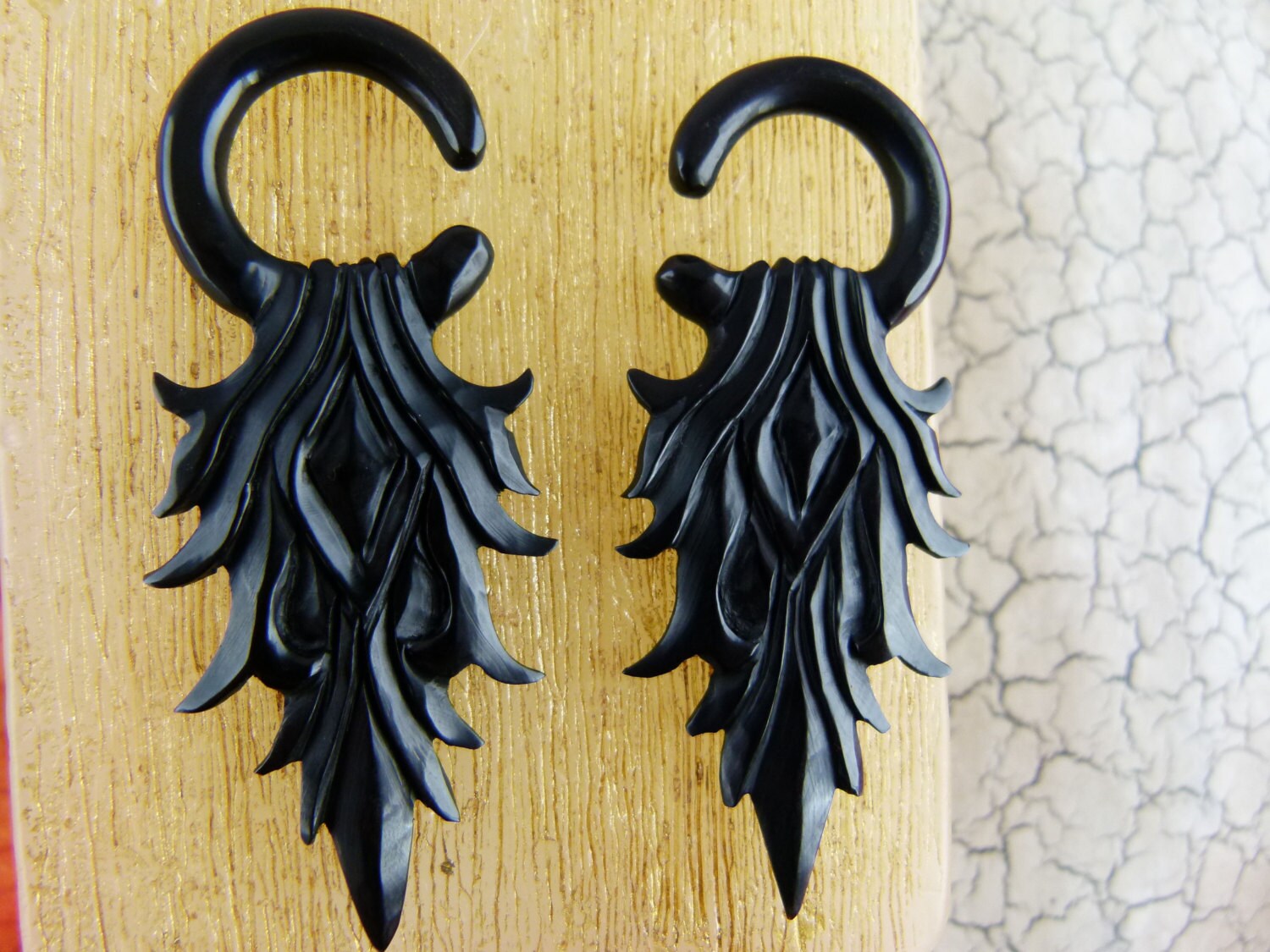 Stretched ears Horn 6g Hanger Earrings 4 mm Gauged Ears 6 Etsy