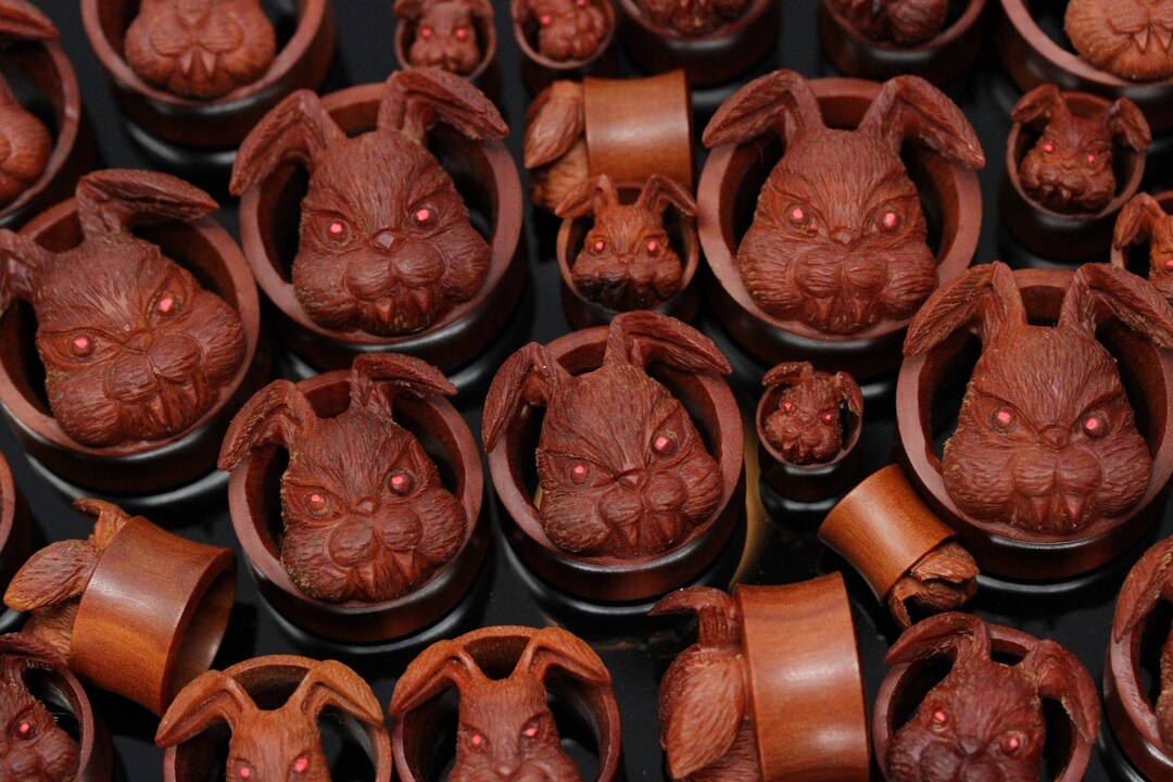 Evil Plug Fluffy Wood Plugs Hand Carved Evil Plugs pair PA122 - Etsy