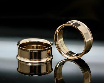 Rose Gold Stainless Steel Tunnels - Screw On Tunnel (Pair) - Pss217