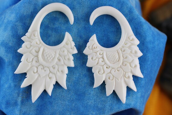 6 Gauge White Earrings 4 Mm 6g Bone Earring 4 Mm Gauged Bone