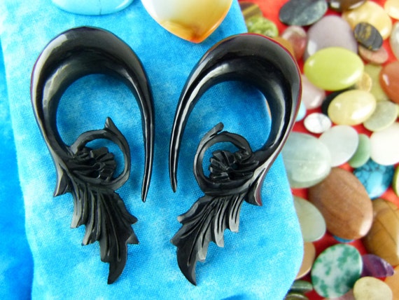 13mm Blooming Lotus Horn Stretching Earring Hangers pair 1/2 Gauge Horn  Handcrafted Half Inch Horn Stretch Your Ear B003 