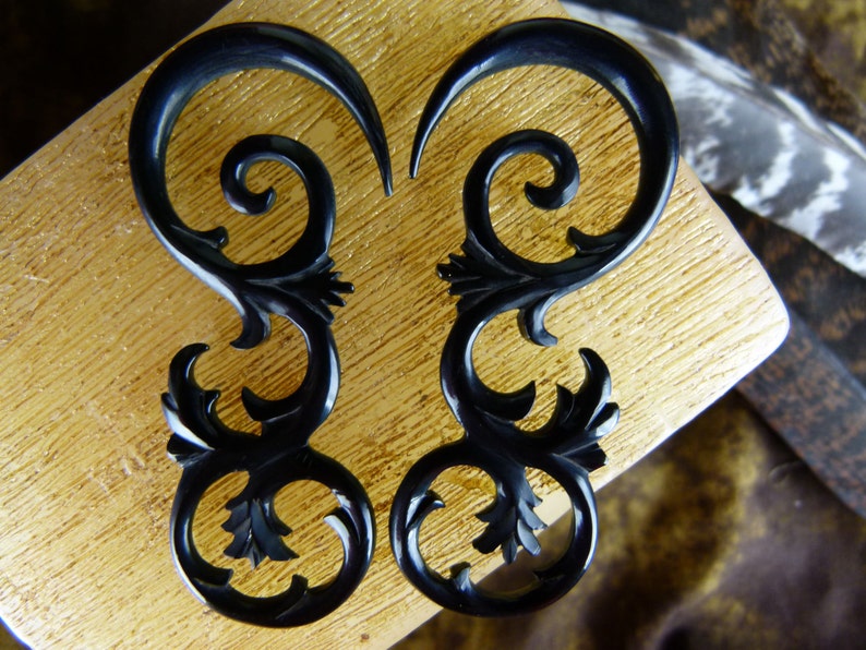 5mm Horn Ear Stretching Earrings 4 Gauge Horn Earring Tribal Etsy