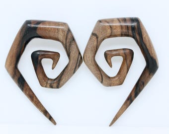Areng Wood Stretched Ear Spirals (Pair) - F002