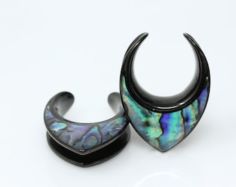 Abalone Black Steel Ear Saddles (Pair) - Pss168
