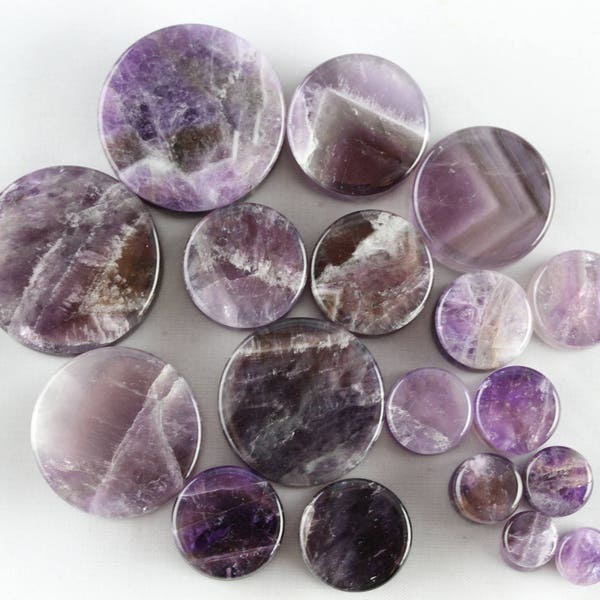 Amethyst Stone Ear Plugs - Stone Plugs (6-25mm available) - PH09