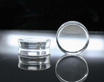 Clear Glass Double Flare Plugs (Pair) - Ph40