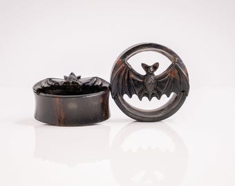 Vampire Bat Wooden Plugs - (Pair) - Pa107