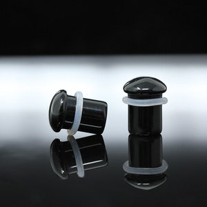 Single Flare Obsidian Plugs for stretched ears (Pair) - PH72