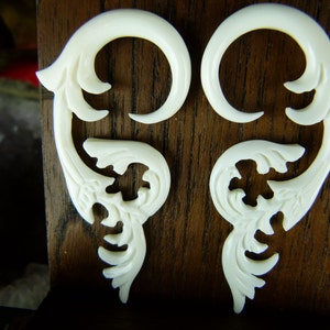 Bone Stretching Hanging Earrings Bone 4mm 6 gauge Earring White Tribal 4 mm Bone Earrings C023 image 1