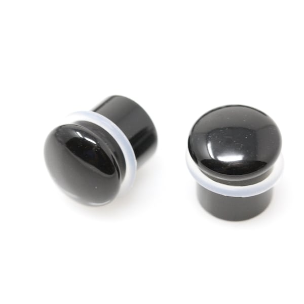 Single Flare Obsidian Plugs for stretched ears (Pair) - PH72