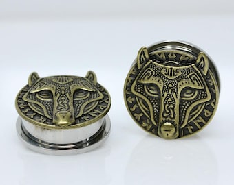 Nordic Wolf Stainless Steel Plugs (Pair) - Pss214