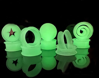 Glow in the Dark Super Silicone Plugs and Tunnels - 5 Pack (Pair) - PBSGLOW5