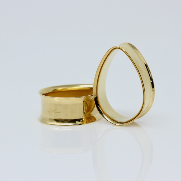 Túneles en forma de lágrima de acero inoxidable dorado (par) - PSS156