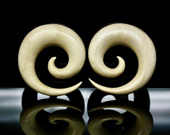 Carved Wooden Ear Spirals - Wood Spirals(Pair) - E008
