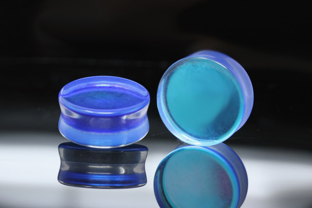 Blue Horizon - Light / Dark Blue Glass A/B Plugs - (Pair) - PH175