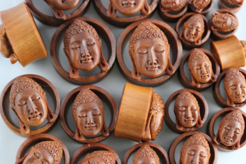 Buddha Plugs Stretched Ear Gauged Earrings Stretch Your Etsy