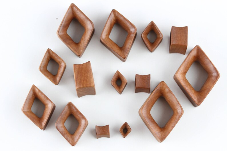 Diamond Wooden Plug Tunnels Hand Carved Wooden Tunnels Etsy