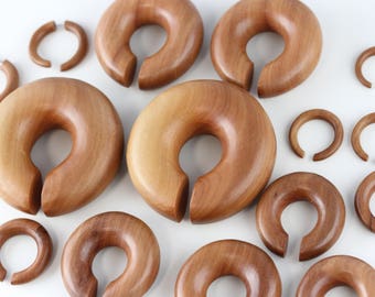 Wood Ear Hoop Plugs for Stretched Ears (Pair) - A070