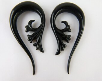 Stretched ears Horn Hanging Earrings 0 Gauge - 8 mm Gauged Ears - 0g Horn ear stretch 8mm stretching ear *B001