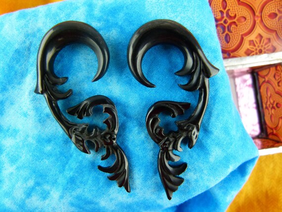 8mm Horn Taper Earrings 0 Gauge Horn Earring Tribal Stretching