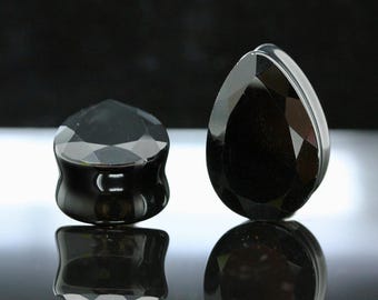 Devil Tears Faceted Cut Teardrop Plugs - (Pair) - Ph166