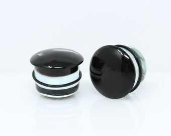 Black Hole Glass Single Flare Plugs for stretched ears (Pair) - G074