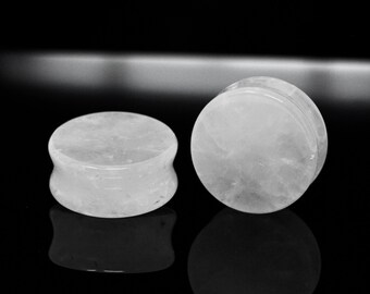 Clear Quartz Double Flare Plugs (Pair) - Ph57