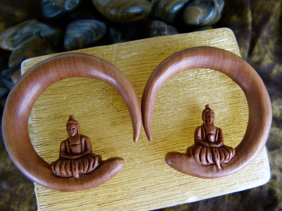 Buddha Earrings 10mm Meditating Buddha Stretching Earring Plugs 00