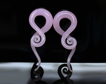 Pink Glass Twisting Hanger Plugs (Pair) - G064