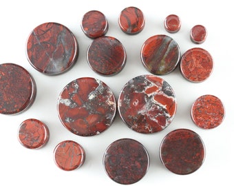1 Pair Organic Natural Stone Saddle Plugs Ear Gauges Genuine Red Agate You Pick 1 Pair Organic Natural Stone Saddle Plugs Ear Gauges Genuine Red Agate You Pick